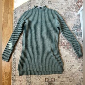 Ribbed Mock Neck Sweater Dress in Sage
